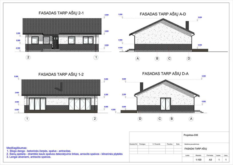 Projektų bendras plotas 100 - 150 m²