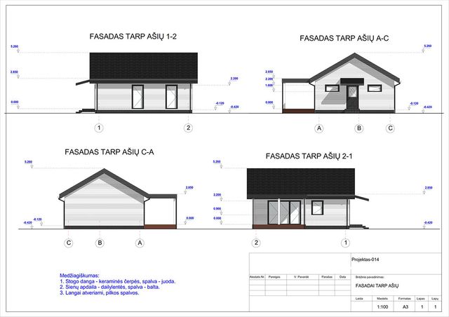 Projektų bendras plotas iki 100 m²