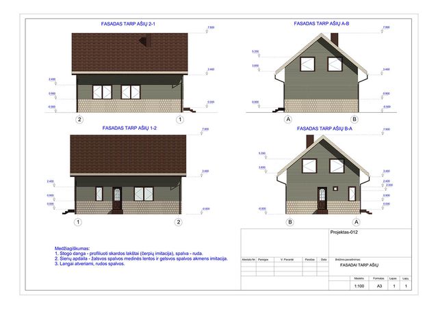 Projektų bendras plotas 100 - 150 m²