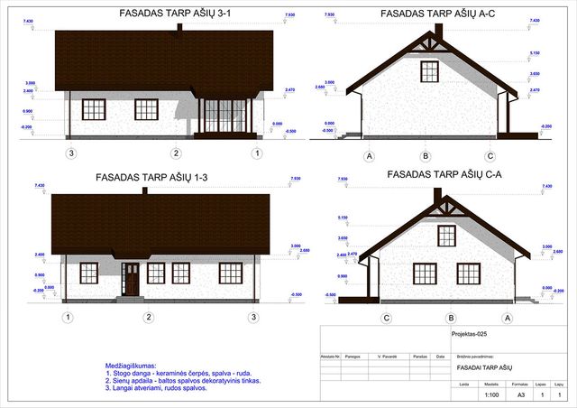 Projektų bendras plotas 100 - 150 m²