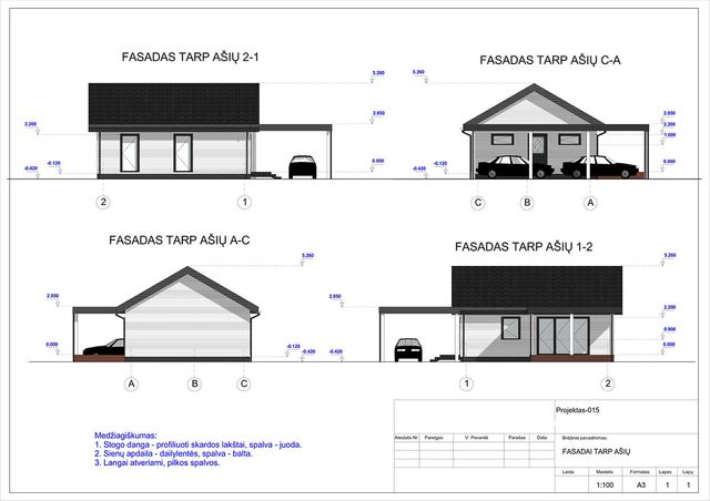 Projektų bendras plotas iki 100 m²