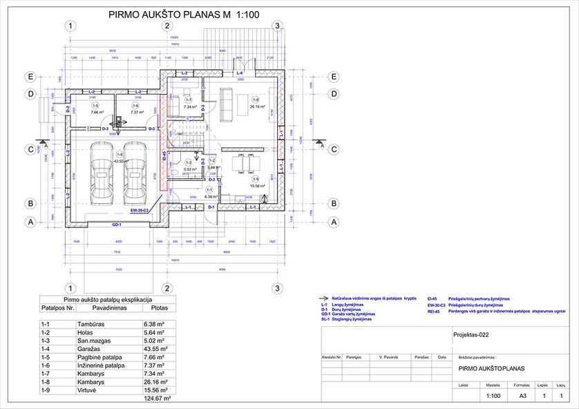 Projektų bendras plotas nuo 150 m²