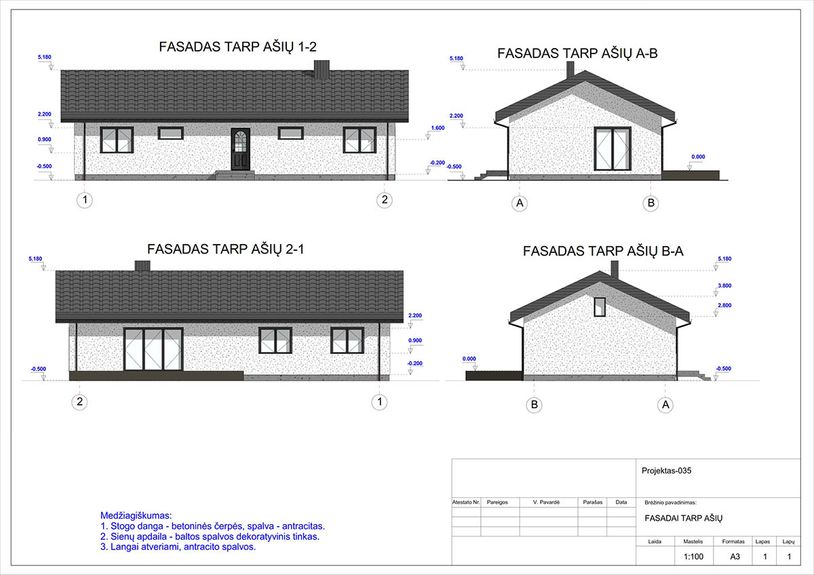 Projektų bendras plotas 100 - 150 m²