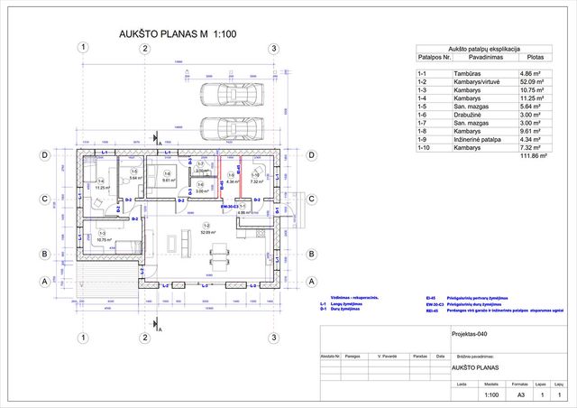 Projektų bendras plotas 100 - 150 m²