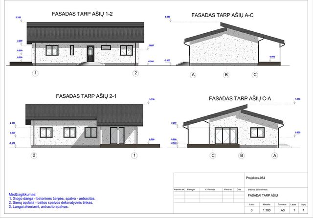 Projektų bendras plotas 100 - 150 m²