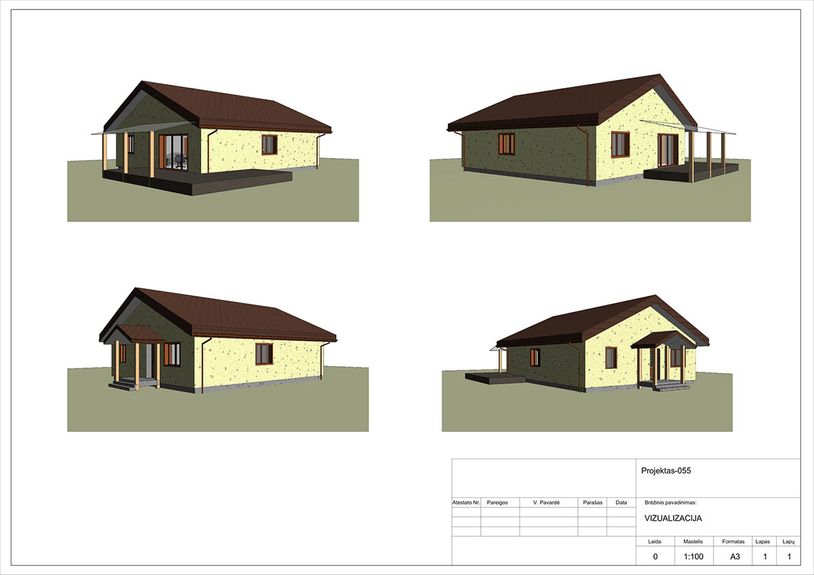 Projektų bendras plotas 100 - 150 m²