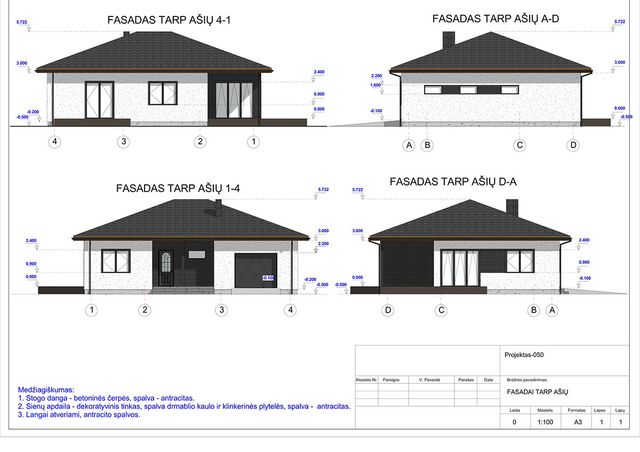 Projektų bendras plotas 100 - 150 m²