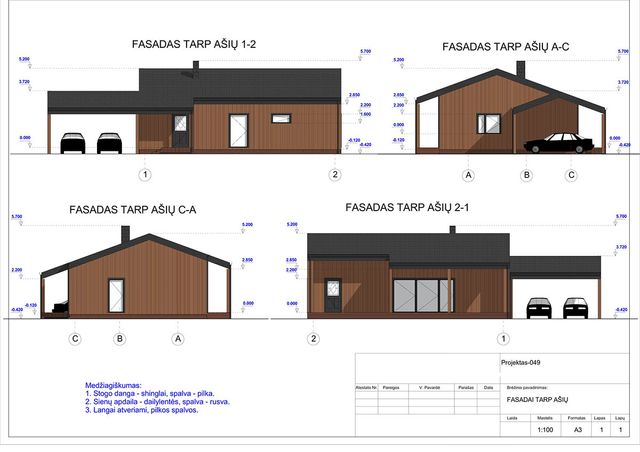Projektų bendras plotas iki 100 m²
