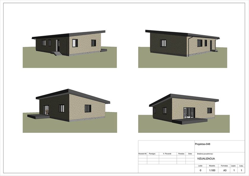Projektų bendras plotas 100 - 150 m²