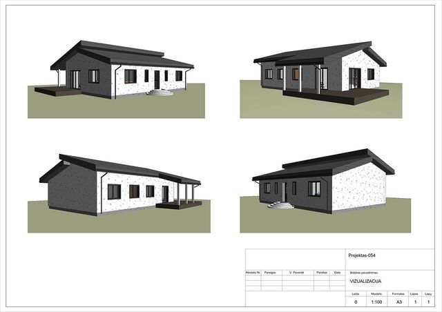 Projektų bendras plotas 100 - 150 m²