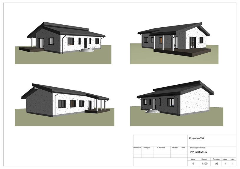 Projektų bendras plotas 100 - 150 m²