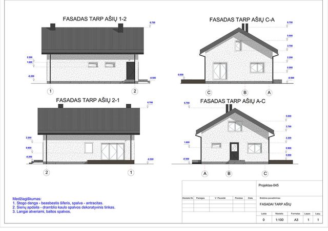 Projektų bendras plotas iki 100 m²