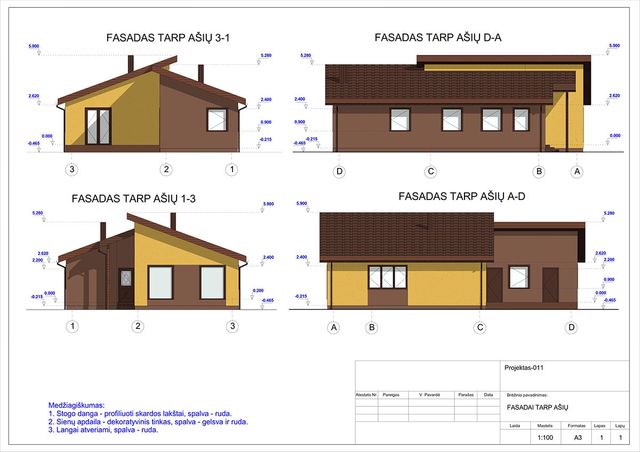 Projektų bendras plotas 100 - 150 m²