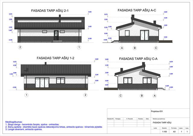 Projektų bendras plotas iki 100 m²