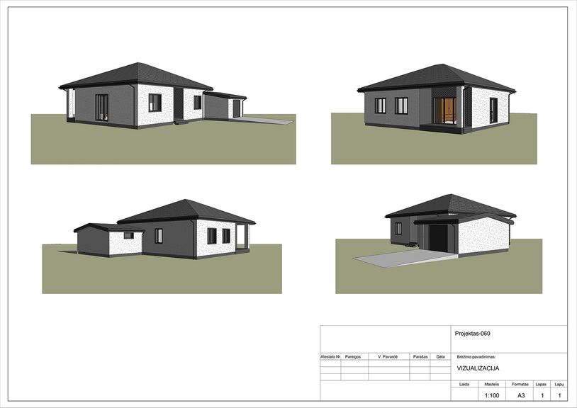 Projektų bendras plotas 100 - 150 m²