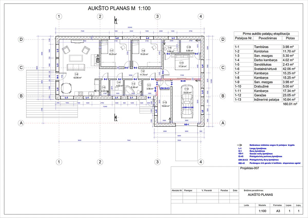 Projektų bendras plotas nuo 150 m²