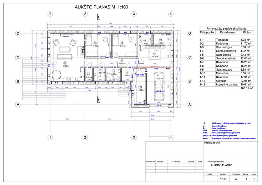 Projektų bendras plotas nuo 150 m²