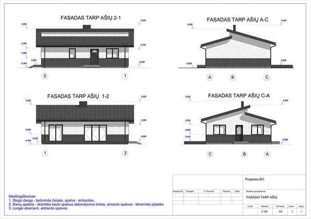 Projektų bendras plotas iki 100 m²