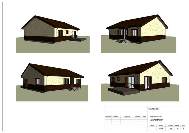 Projektų bendras plotas 100 - 150 m²