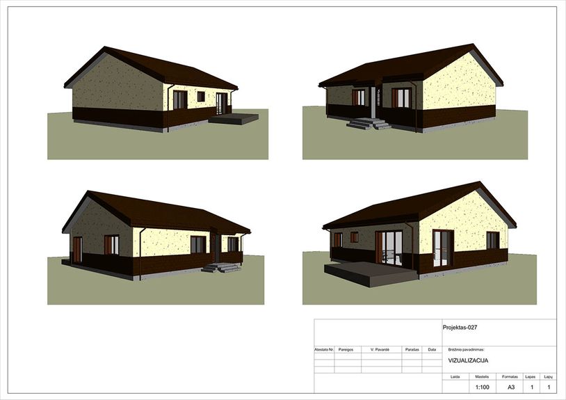 Projektų bendras plotas 100 - 150 m²