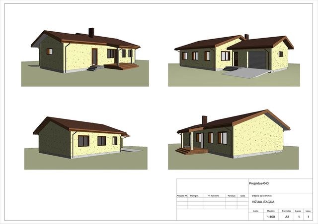 Projektų bendras plotas 100 - 150 m²