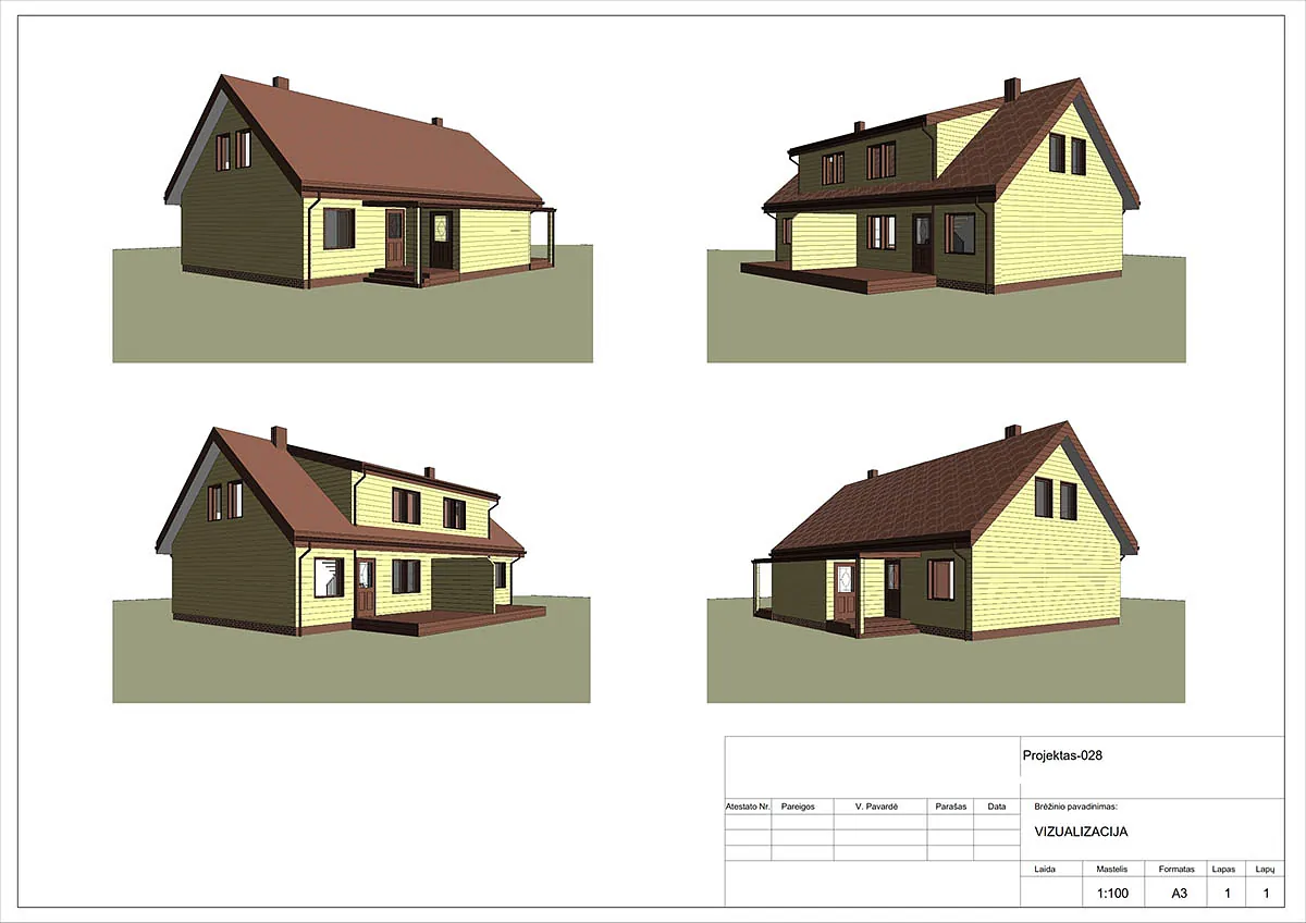 Projektų bendras plotas nuo 150 m²