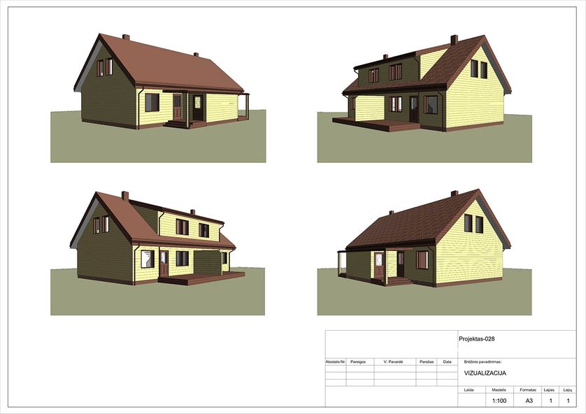 Projektų bendras plotas nuo 150 m²