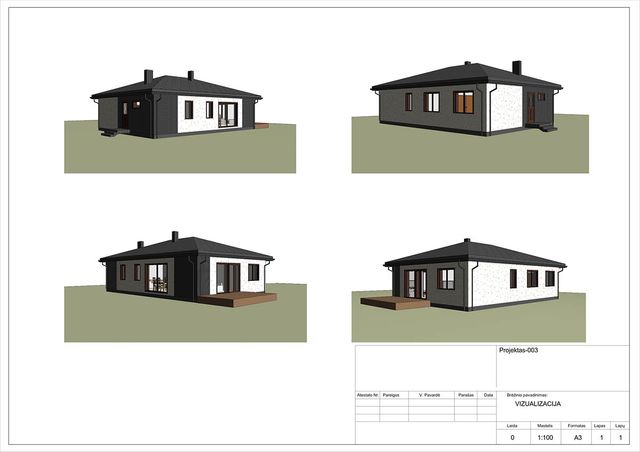 Projektų bendras plotas 100 - 150 m²