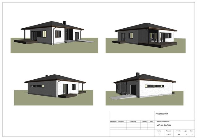 Projektų bendras plotas 100 - 150 m²