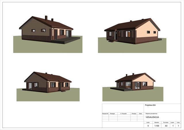 Projektų bendras plotas 100 - 150 m²