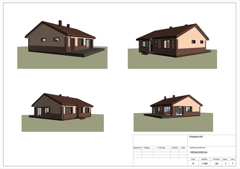 Projektų bendras plotas 100 - 150 m²