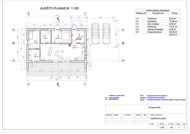 Projektų bendras plotas iki 100 m²