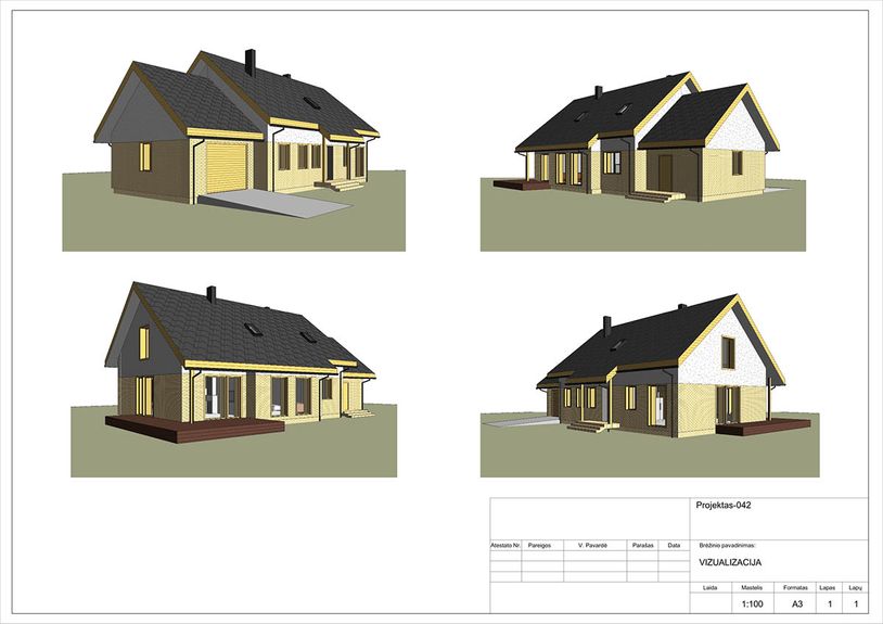 Projektų bendras plotas 100 - 150 m²