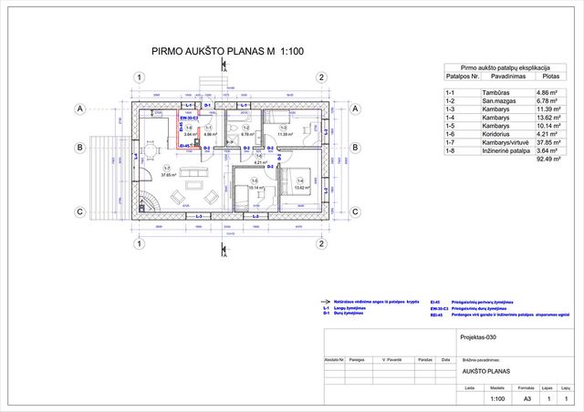 Projektų bendras plotas iki 100 m²
