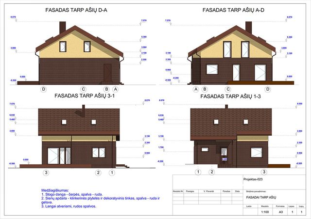 Projektų bendras plotas 100 - 150 m²