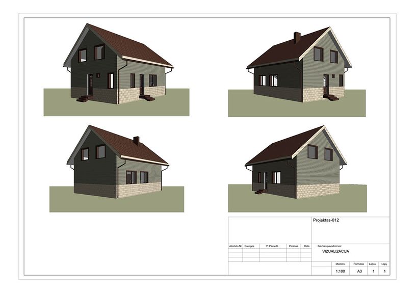 Projektų bendras plotas 100 - 150 m²