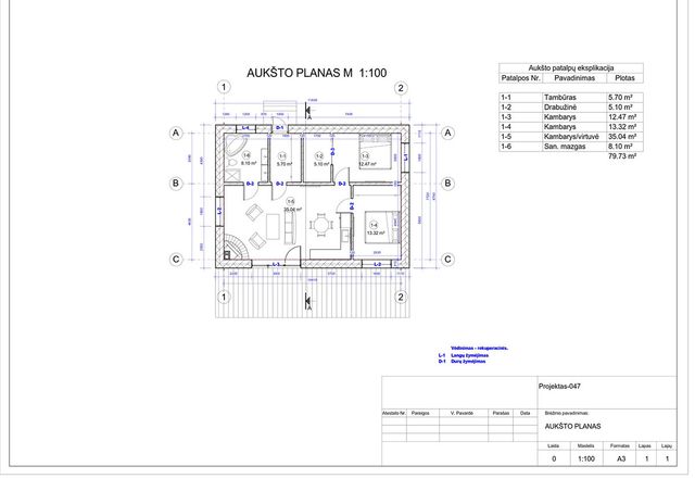 Projektų bendras plotas iki 100 m²