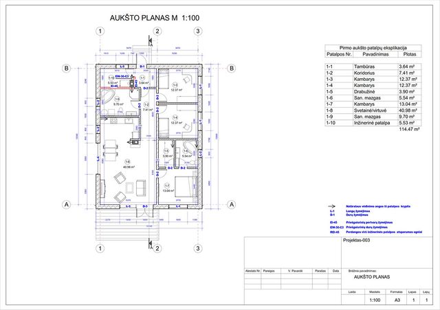 Projektų bendras plotas 100 - 150 m²