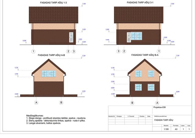 Projektų bendras plotas iki 100 m²
