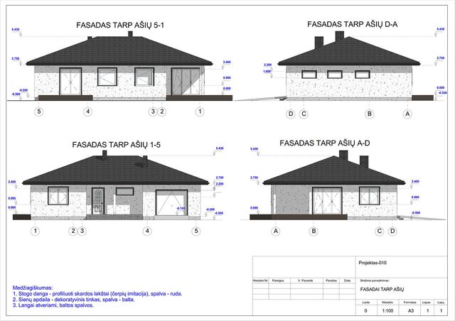 Projektų bendras plotas 100 - 150 m²