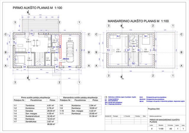 Projektų bendras plotas 100 - 150 m²