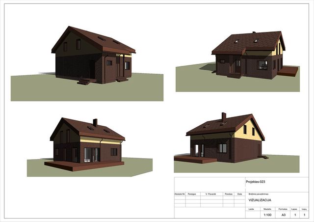 Projektų bendras plotas 100 - 150 m²