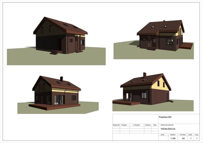 Projektų bendras plotas 100 - 150 m²