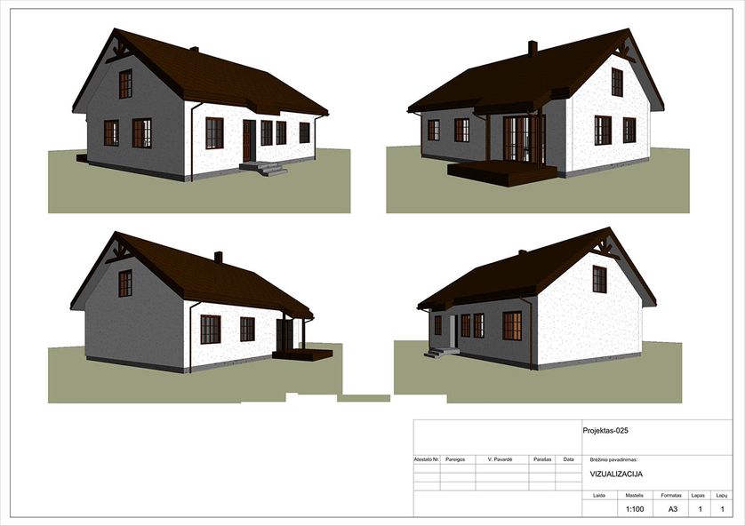 Projektų bendras plotas 100 - 150 m²
