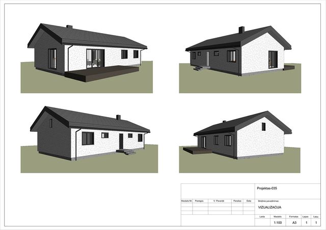Projektų bendras plotas 100 - 150 m²