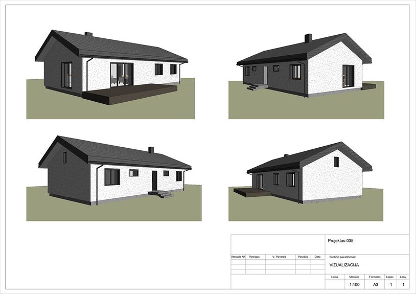 Projektų bendras plotas 100 - 150 m²