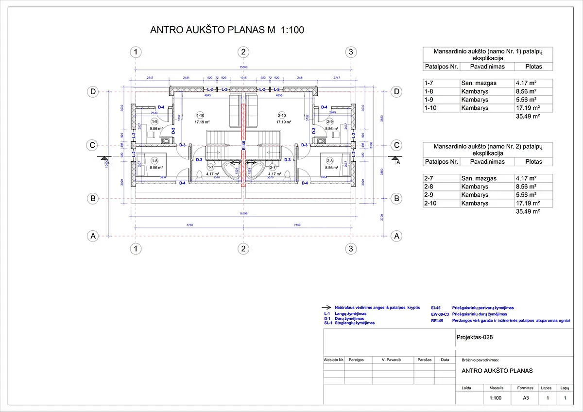 Projektų bendras plotas nuo 150 m²