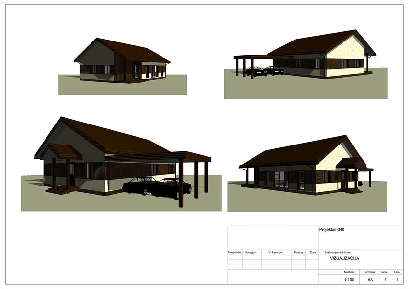 Projektų bendras plotas 100 - 150 m²
