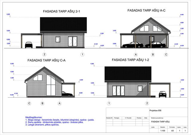 Projektų bendras plotas iki 100 m²