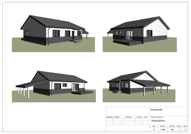 Projektų bendras plotas 100 - 150 m²